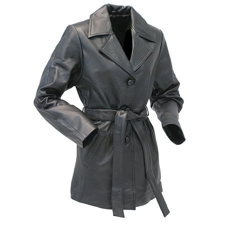 - Women's Belted Premium Naked Leather Parka #L247LLBTK