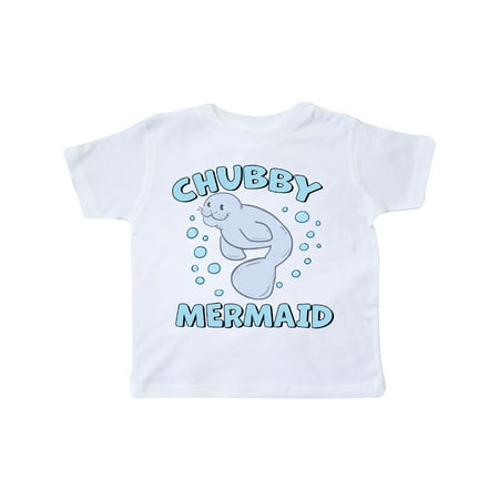 

Inktastic Chubby Mermaid with Cute Manatee and Bubbles Gift Toddler Boy or Toddler Girl T-Shirt