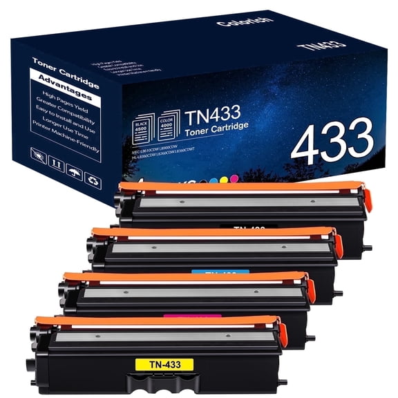 TN433 Toner Cartridge Compatible for Brother TN433 TN431 TN436 Toner MFC-L8900CDW for Brother MFC-L8900CDW HL-L8360CDW MFC-L8610CDW HL-8260CDW L8360CDWT Printer (Black Cyan Yellow Magenta, 4-Pack)