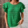 thumbnail image 3 of Mittory Women's Layer Ruffle Butterfly Sleeve Top Casual Summer Crewneck Blouses Dressy Casual, 3 of 7