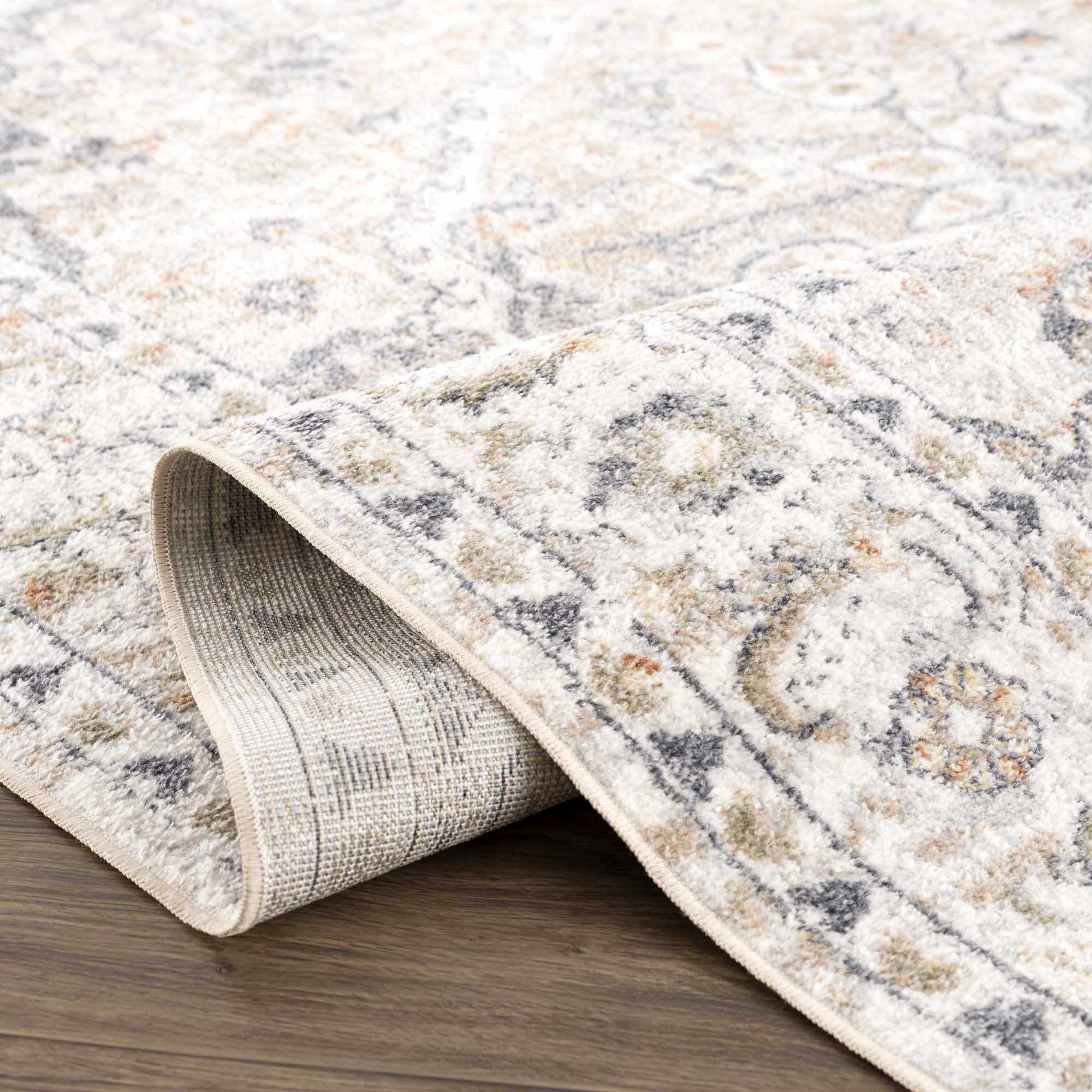 Hauteloom Hiti Hallway, Kitchen Washable Runner Rug - Traditional Oriental Medallion Carpet - Brown, Beige, Cream, Gray - 2'7" x 7'3"