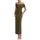 thumbnail image 3 of Vestido PRETTYGARDEN Maxi Verde Militar Sin Hombros XL, 3 of 8