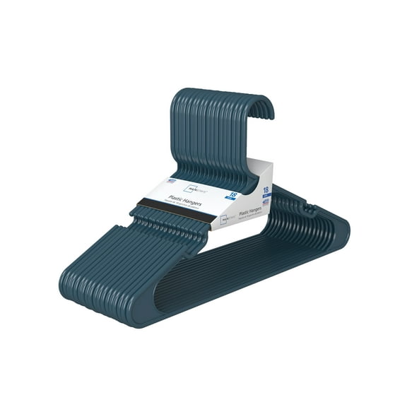 Mainstays Durable Plastic Clothing Hangers, 18-Pack, Corsair, Adult and Teen