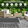 thumbnail image 6 of SIXHOME Outdoor Rug 6'x9' Waterproof Reversible Patio Rug Floral Border Plastic Straw Indoor Outdoor Rug for RV Camping Garden Picnic Beach Deck Backyard Porch Decor Light Gray, 6 of 8