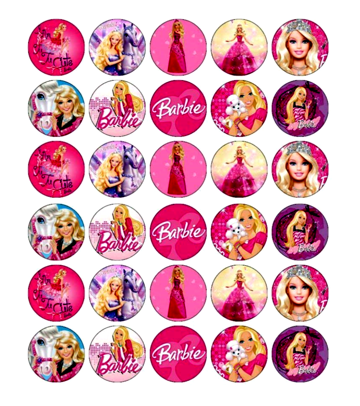barbie-logo-puppy-horses-tiara-ball-gowns-edible-cupcake-toppers-abpid05265-walmart-com