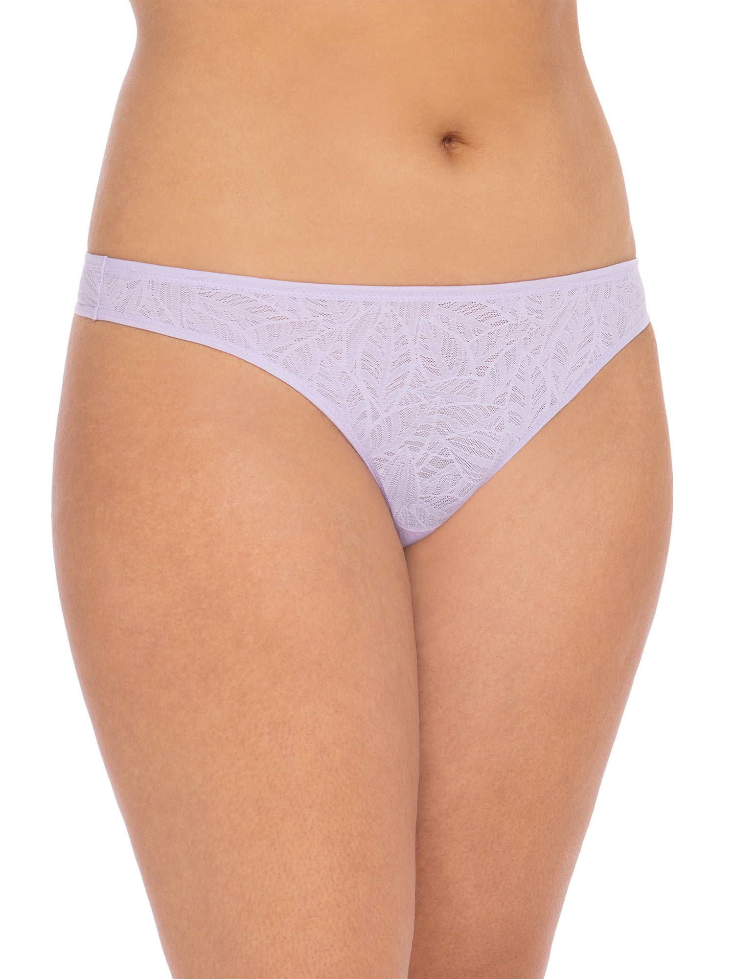 Secret Treasures Lace Leaf Silhouette Nylon Spandex Thong Panty (Women's) 4 Pack