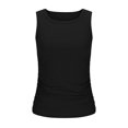 thumbnail image 5 of Lenpel Tank Tops for Women Summer Casual Plus Size Crew Neck Side Ruched Ribbed Knit Slim Sleeveless T Shirts Camisole Basic Tees, 5 of 6