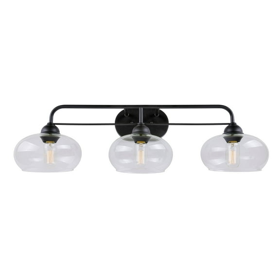 Cameron 3-Light Black Bath Light with Clear Glass