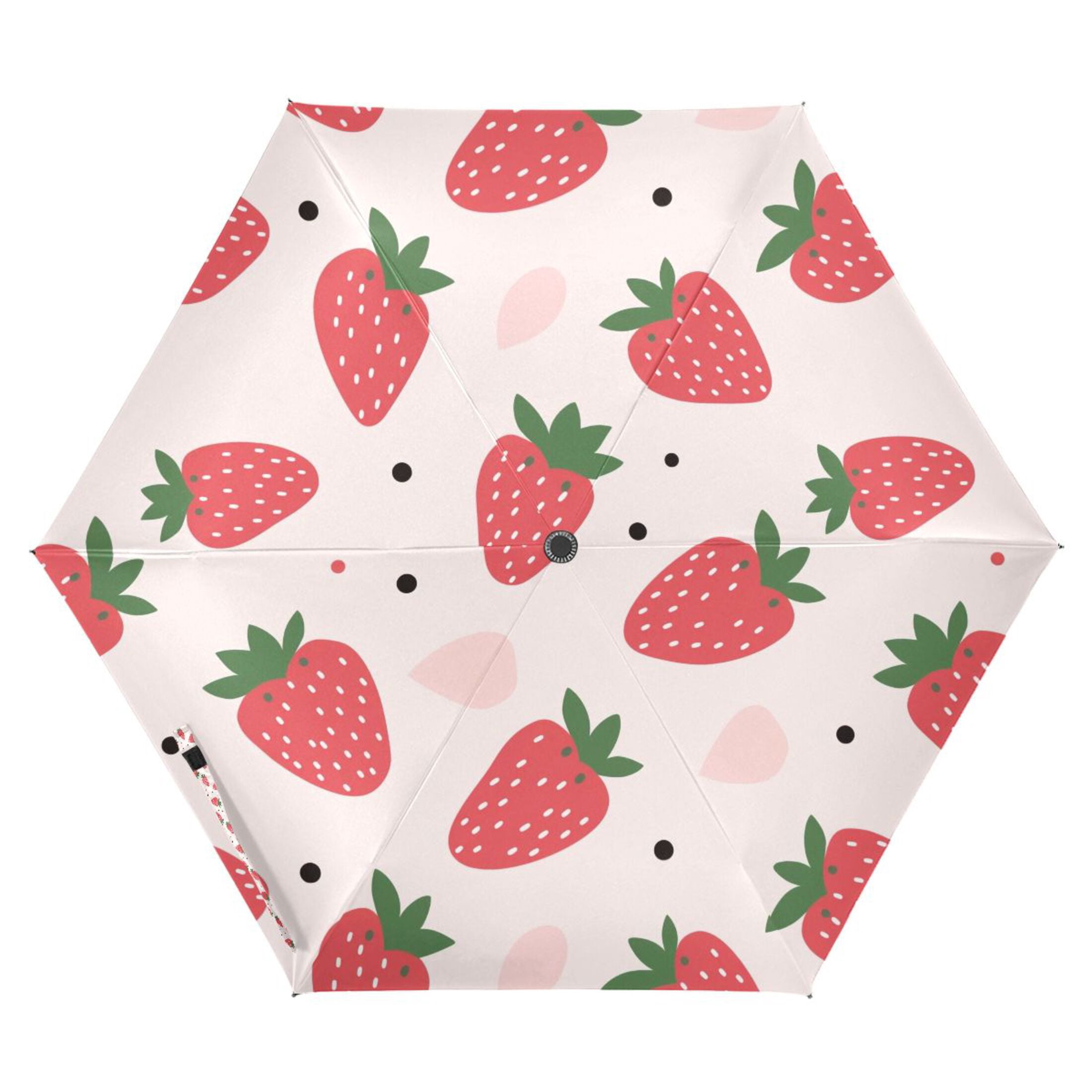 Cartoon Strawberry Compact Sun Umbrella Windproof Travel Umbrellas for Rain Strong Portable UV Protection