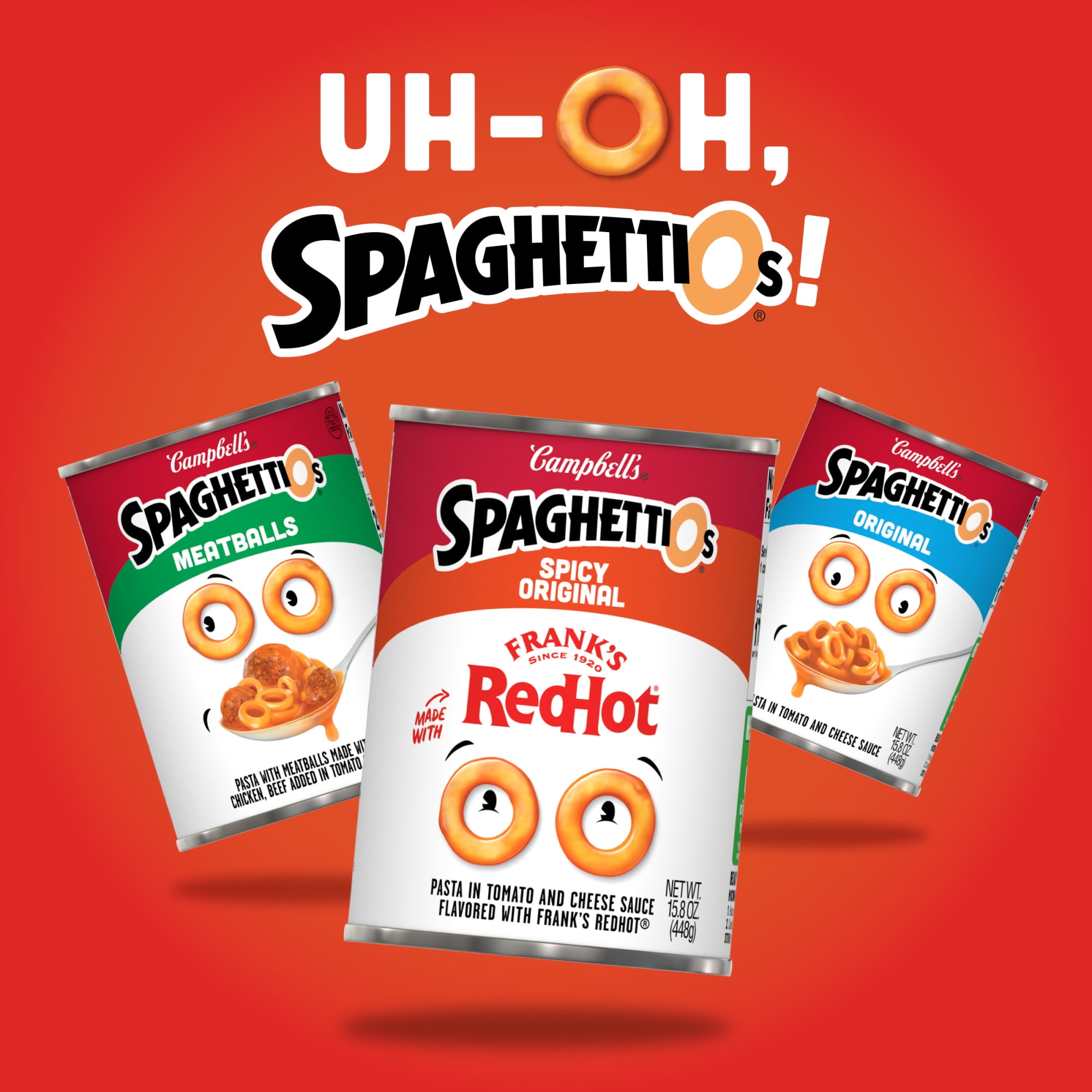 SpaghettiOs Spicy Original Made with Frank's RedHot, Canned Pasta, 15.8 oz Can