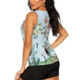 thumbnail image 3 of Balery Chinoiserie Floral Palm Tree Camiseta sin mangas estampada ligera para mujer, tops de entrenamiento sin mangas, camisetas de yoga transpirables de secado rápido.-XX-Large, 3 of 7