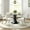 47in white, variant on KATBOC 47.2in Round Dining Table Set with 6 Velvet Chairs, Tempered Glass Top & Aluminum Base, Modern Kitchen Table for Small Spaces, Apartment, Dining Room, White