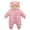 Pink, variant on 0-18Months Winter Infant Baby Boys Girls Snowsuit Romper Bear Ears Hooded Outwear Zipped One Piece Toddler Fleece Lined Jumpsuit Down Coat