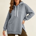 thumbnail image 2 of Cmfcve Women's Oversized Hoodies Long Sleeve Drop Shoulder Hooded Sweatshirts Side Slit Casual Fall Pullover Tops with Poc, 2 of 9
