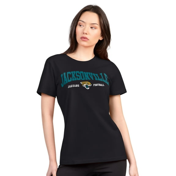 Women's G-III 4Her by Carl Banks  Black Jacksonville Jaguars Super-Slim Lightweight Winning Crew T-Shirt