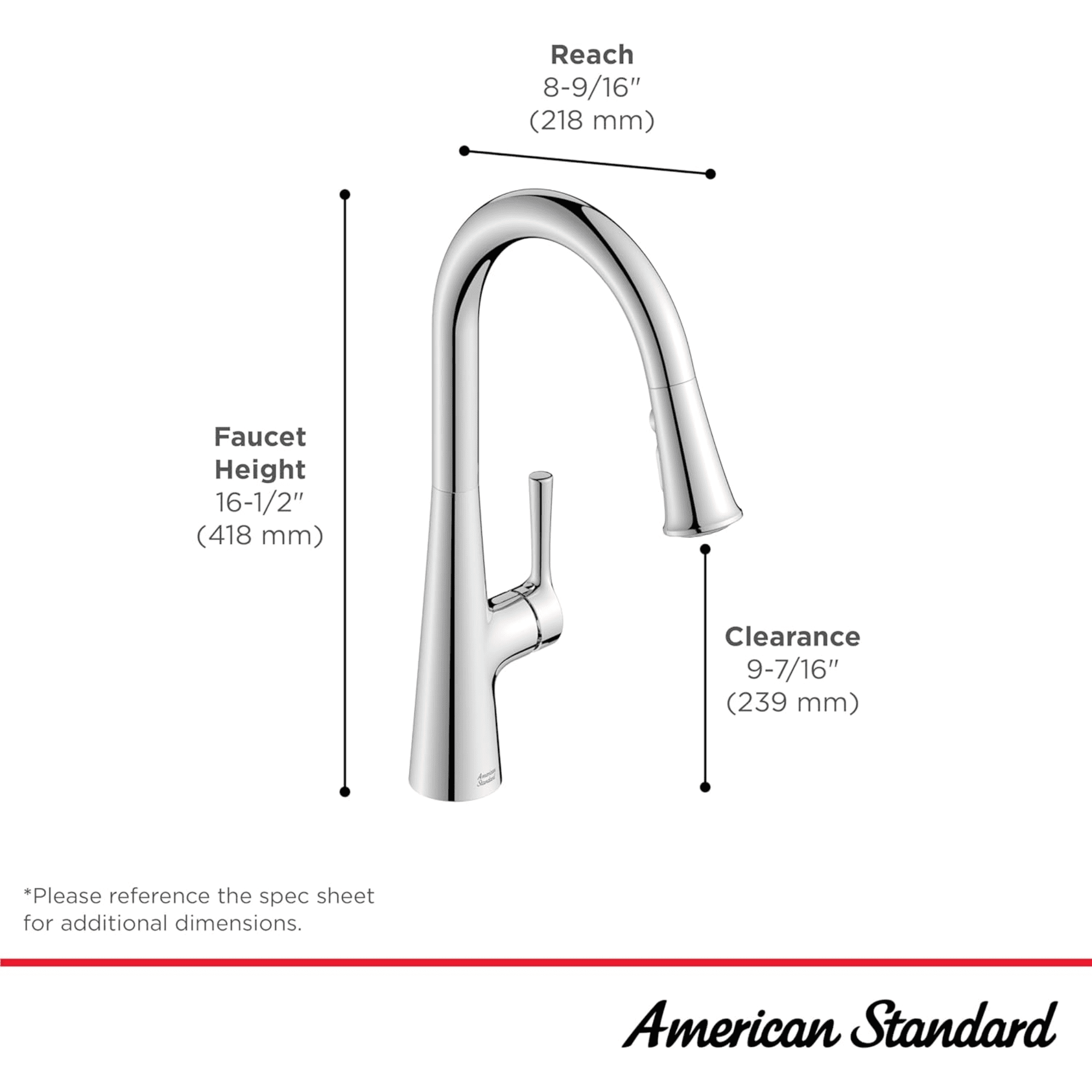 American Standard 7441300.075 Southport Pull-Down Kitchen Faucet with Sprayer, 1.8 GPM, Kitchen Faucets with Pull Down Sprayer, Stainless Steel
