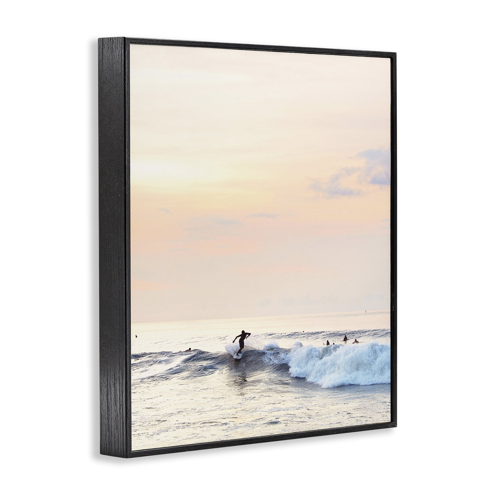 Stupell Industries Sunset Surfer Landscape Coastal Photography Black Framed Art Print Wall Art, 11 x 14