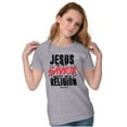 thumbnail image 4 of Jesus is my Savior Not Religion Crown Womens Slim Fit Graphic Tee Brisco Brands S, 4 of 5