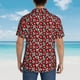 thumbnail image 4 of Balery Red Floral Camisas hawaianas de manga corta para hombre, camisas playeras de corte holgado, camisas de vacaciones con botones,3X-Large, 4 of 7