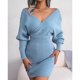 thumbnail image 1 of Vestido de suéter Nikou cruzado de manga larga con Cuello en V para mujer alto rendimiento, 1 of 6