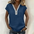 thumbnail image 4 of Lmueinov Women's Boho Cap Sleeve Lace Trim V Neck Tops 2026 Summer Casual Loose Beach Vacation Tee Shirts Blouse, 4 of 8