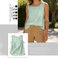 thumbnail image 4 of Women's Tank Tops Crew Neck Loose Fit Sleeveless T Shirts Summer Casual Workout Beach Vacation Clothes Green L, 4 of 4