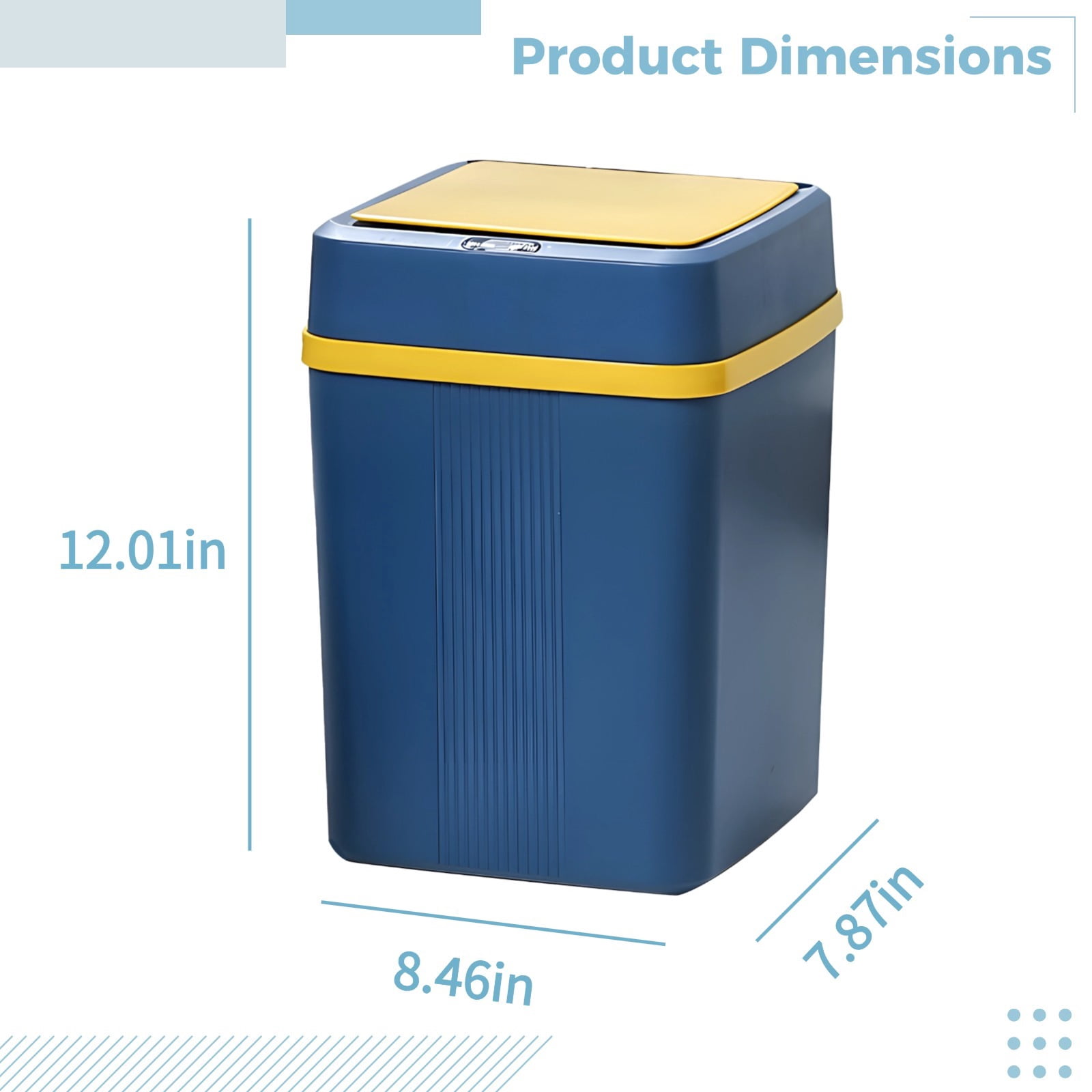 Automatic Trash Can, Touchless Trash Can with Automatic Flip Lid for Small Spaces, Rechargeable Battery, Trash Can for Bathroom Office Dorm, 12 x 8.5 x 7.9 in