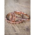 thumbnail image 2 of Oval Cut Solitaire Morganite And Diamond Moissanite Halo Bridal Wedding Set 1.50 Carat Morganite Solitaire Bridal Ring Set Rose Gold, 2 of 2