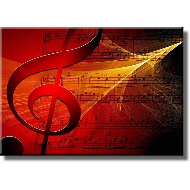 Bright Red Music Notes Picture on Stretched Canvas, Wall Art Décor