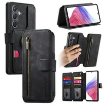 Dteck for Samsung Galaxy A15 5G Wallet Case with RFID Blocking Credit Card Holder Zipper Pocket,PU Leather Flip Kickstand Shockproof Cover Ring Women Men for Samsung Galaxy A15,Black