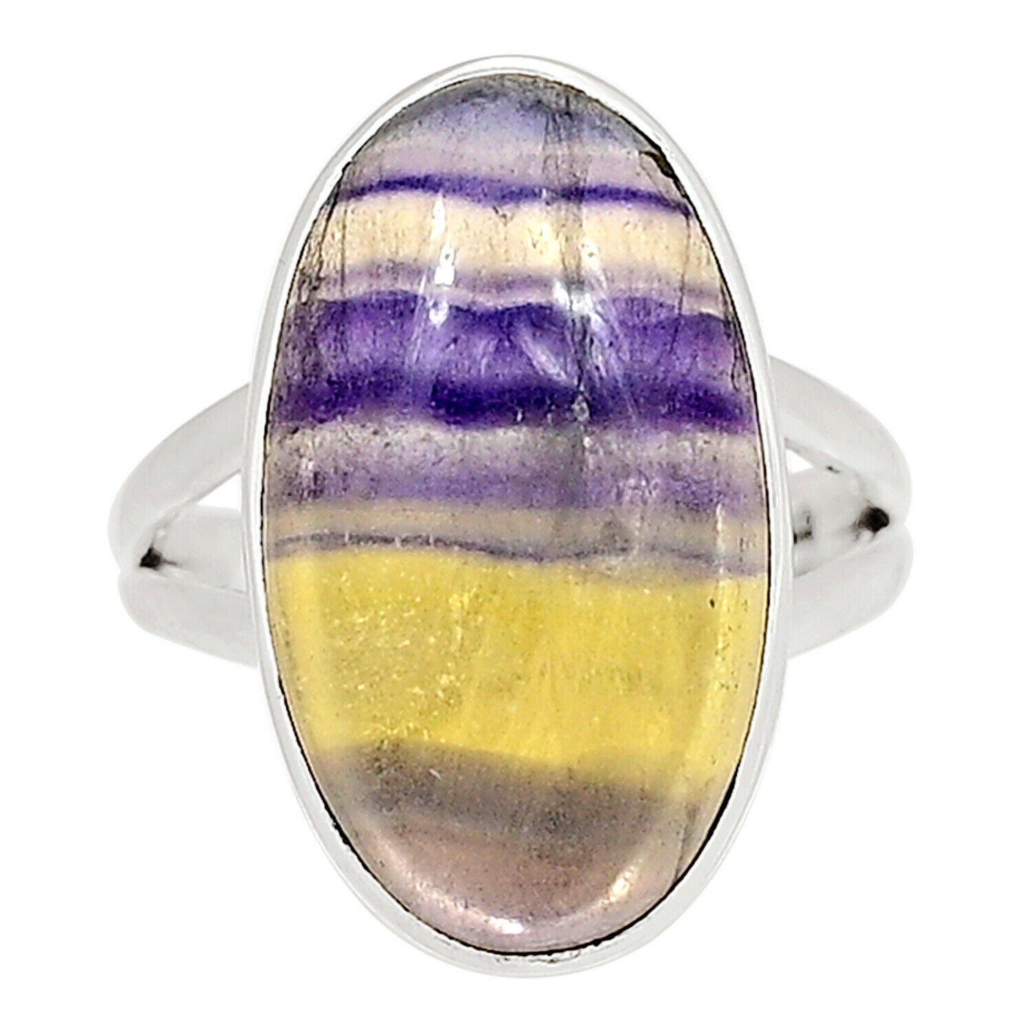 Beautiful Rainbow Flourite  Ring Sterling Silver 0.925 it is 12x25 mm  the ring is size 11 and 8 grams