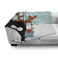 thumbnail image 3 of Christmas Soft Flannel Fleece Blanket, Snowy Funny Penguin Wears Xmas Ornamental Reindeer Antlers Has Present, Cozy Plush for Indoor and Outdoor Use, 50" x 70", Baby Blue Multicolor, by Ambesonne, 3 of 6