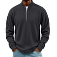 thumbnail image 2 of hotojiny Mens Quarter Zip Pullover Casual Textured Golf Shirts Lightweight Long Sleeve Sweatshirt for Hiking Workout(Dark Gray,XX-Large), 2 of 7