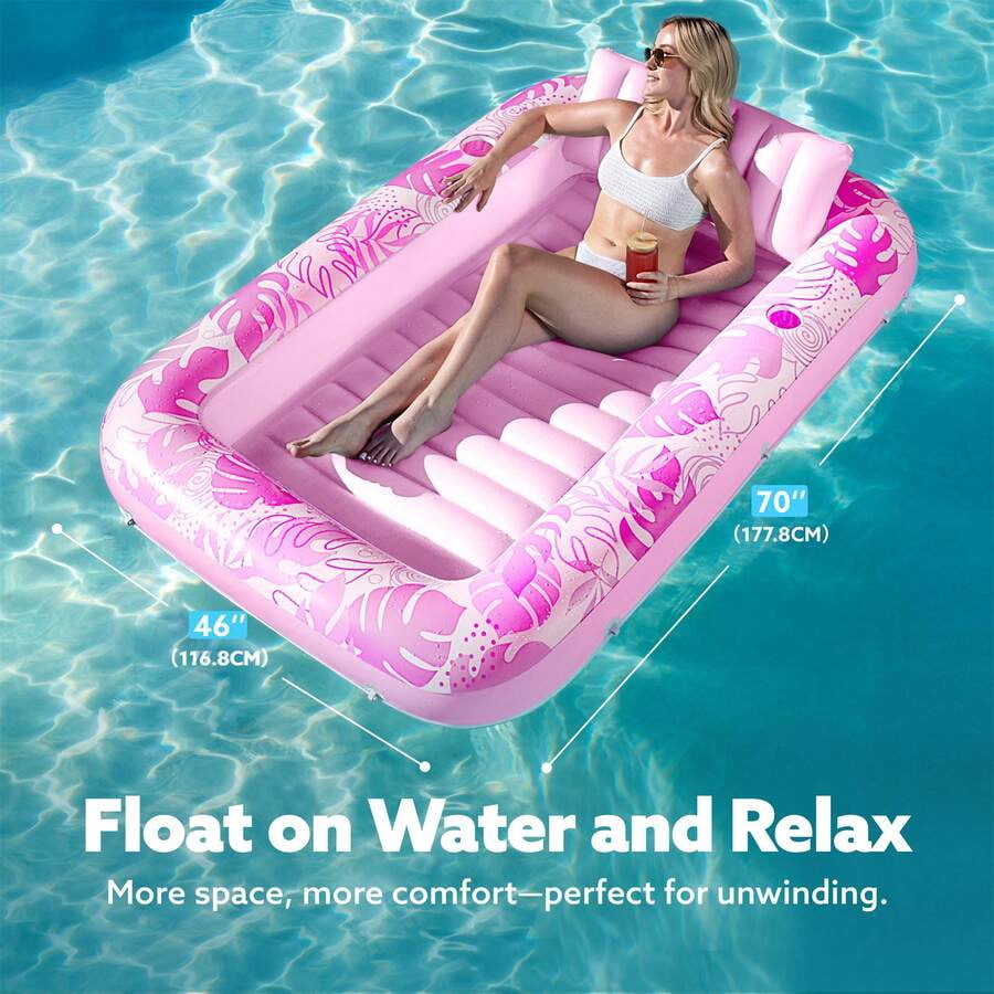 70" X 46" Swimming Pool Floating Tanning Pool Hammock Lounger, Water Inflatable Float Bed Inflatable Tanning Pool Lounger Float Large Suntan Tub Pool Floats Sun Tan Tub Ice Bath Tub Tanning Bed Blow