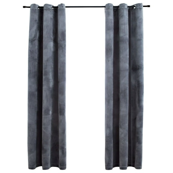 Casafoyer Blackout Curtains with Rings 2 pcs Anthracite 37"x63" Velvet