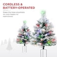 thumbnail image 7 of Best Choice Products Set of 2 24.5in Outdoor Flocked Scotch Pine Pathway Christmas Trees Decor w/ LED Lights, Pine Cones, 7 of 7