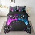 thumbnail image 2 of Castle Fairy Teens Blue Purple Gamepads 7-Piece Twin Bedding Sets,Geometric Honeycomb Bedding Comforter Set,Abstract Gradient Breathable Sheet Sets,Super Cozy Room Decor, 2 of 8