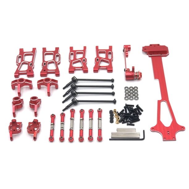 Bewildely Brazo oscilante trasero delantero de Metal modelo RC vehículo dirección copa enlace varilla piezas Kit reemplazo para WLtoys 144010 Kits de construcción modelo Rojo
