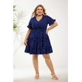 thumbnail image 2 of CASSIE LIZ Ladies Plus Size Dress 4X Star Print Tunic Flutter Trim Hem Dress Blue V Neck Flutter Trim Sleeves Dress Casual Loose Fits Dress For Summer 4XL 24W 26W, 2 of 4