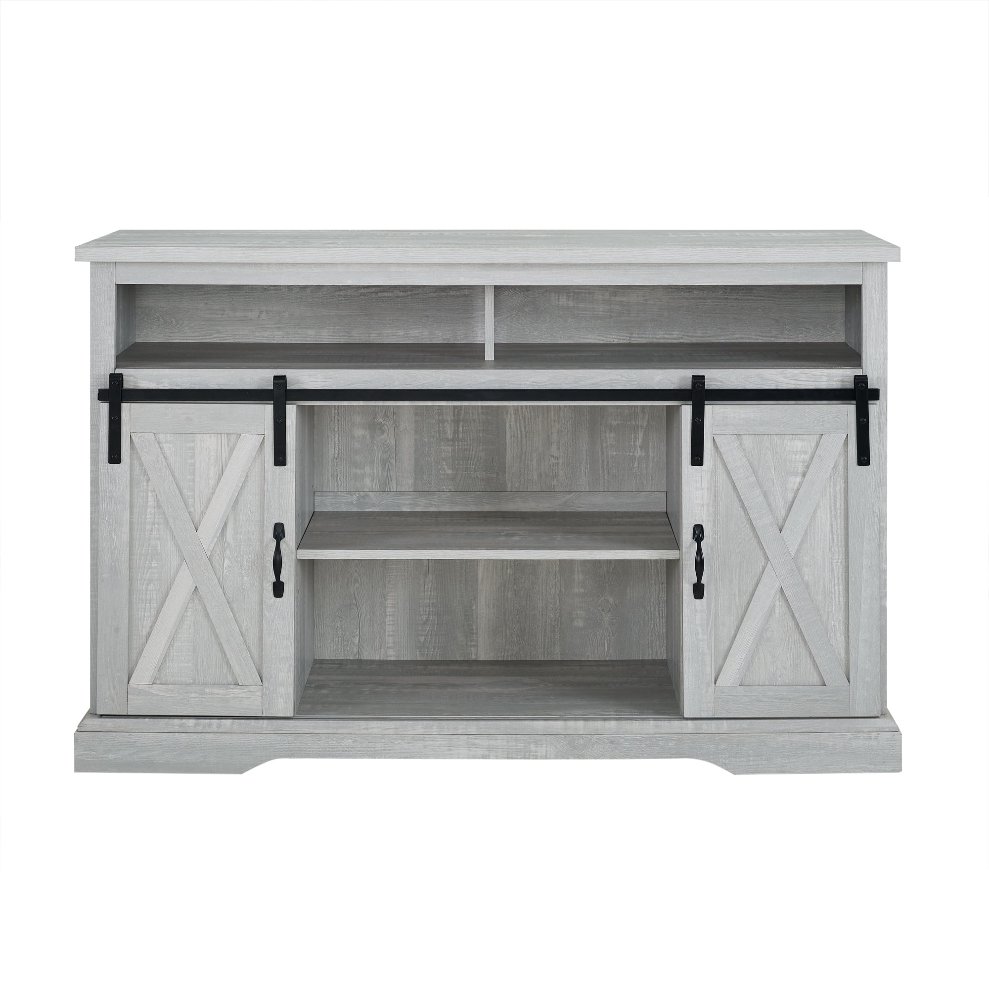 Woven Paths Farmhouse Barn Door TV Stand for TVs up to 60", Stone Grey