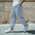 thumbnail image 6 of SERTG Men's Casual Fashion Sport Pants Spring Fall Solid Color Pants Elastic Waist Drawstring Pocket Pants Trousers(Light Blue,L), 6 of 6