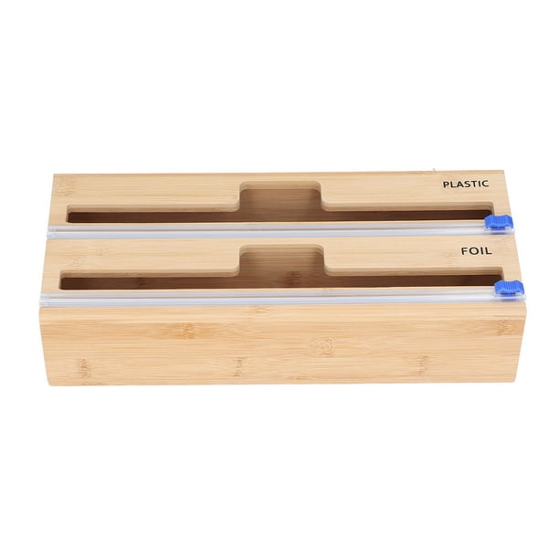 Boîte de rangement en bois pour distributeur de papier d'aluminium pour  tiroir de cuisine, style : deux fentes.