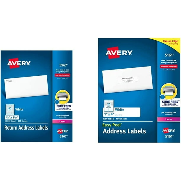Avery Address Labels With Sure Feed For Laser Printers, 0.5" X 1.75