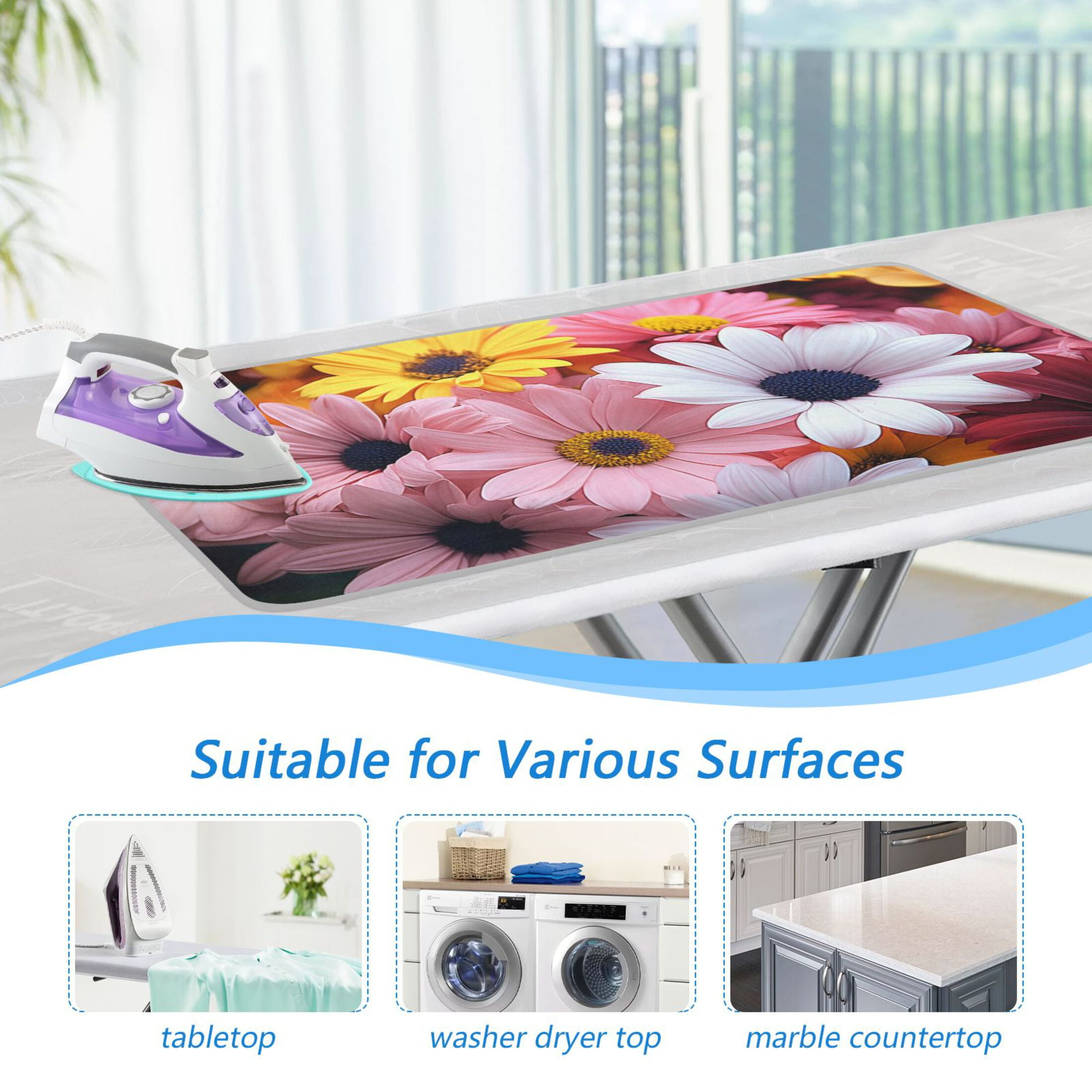 Colorful Daisies Ironing Mat Blanket for Table Top Travel Portable Ironing Board Pad 47.2x27.6 Inch