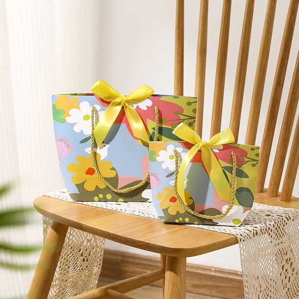 Zhuge Cajas de regalo, bolsas de embalaje, bolsas de regalo rosas, bolsas de mano artísticas retro, bolsas de regalo con flores y acompañantes (verde oscuro, grande)