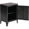 thumbnail image 2 of Highsound Nightstand with Metal Locker, Modern Bedside Storage Table with Removable 2 Tier Shelves for Boy Teens Bedroom-Black, 2 of 7