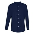 thumbnail image 4 of IROINNID Button Up Shirts for Men Button V-Neck Long Sleeve T-Shirt Autumn Solid Loose Blouse Tops,Dark Blue, 4 of 6