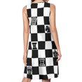 thumbnail image 2 of Chessboard Spring Summer Dresses for Women Fashion T-shirt Dress Casual Sleeveless Loose Sundress with Pockets, 2 of 5