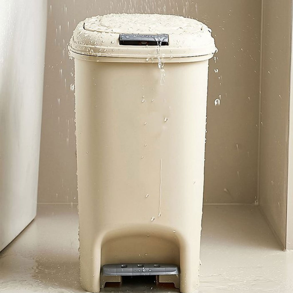 lanema Modern Cream White 8L 10L 15L Foot Press Trash Can with Double Opening Paper Basket Box for Kitchen and Bathroom