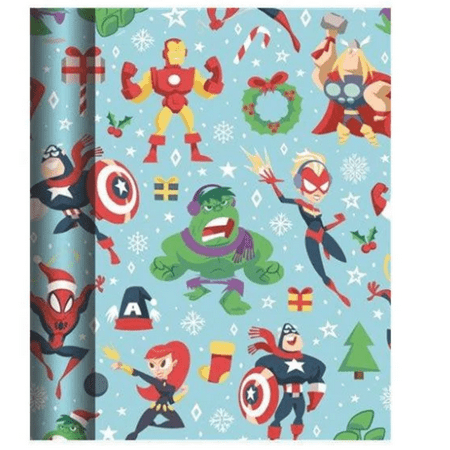 Marvel Avenger Wrapping Paper Superhero Themed Gift Wrapper Made from Premium Paper for Kids Girls Boys Birthday Christmas Halloween Hanukkah Baby Showers Holiday Gift Cover(4 Rolls-80sq ft)